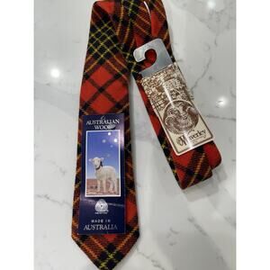 Waverly Wool Red Plaid Tartan Australian Wool Tie NWT